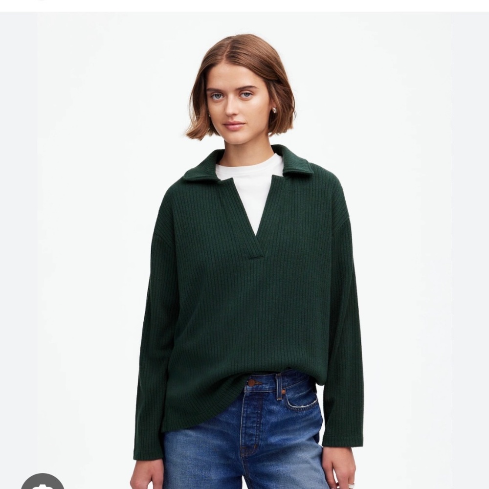 Madewell Relaxed Long Sleeve Polo Tee - Picture 2 of 8